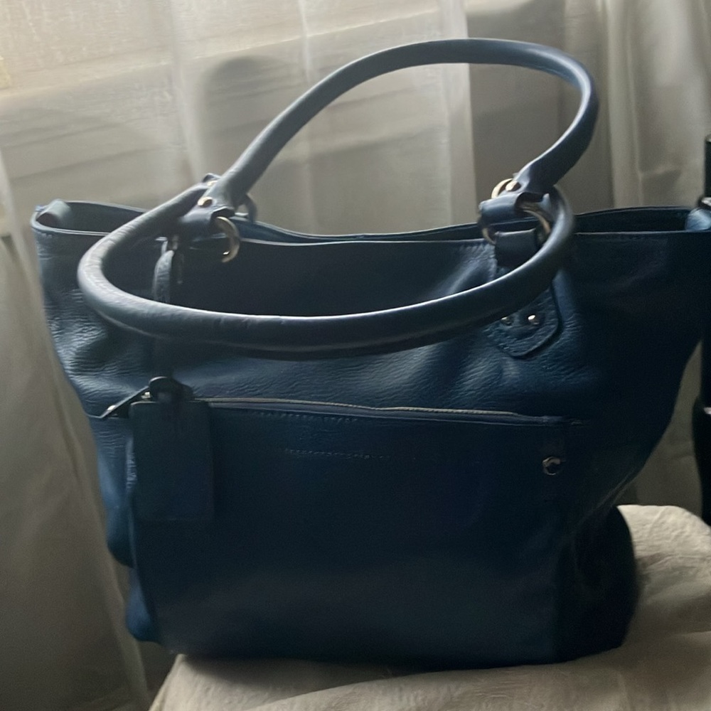 TIGNANELLO Double Handle Pebbled Leather Satchel Shoulder Bag Purse